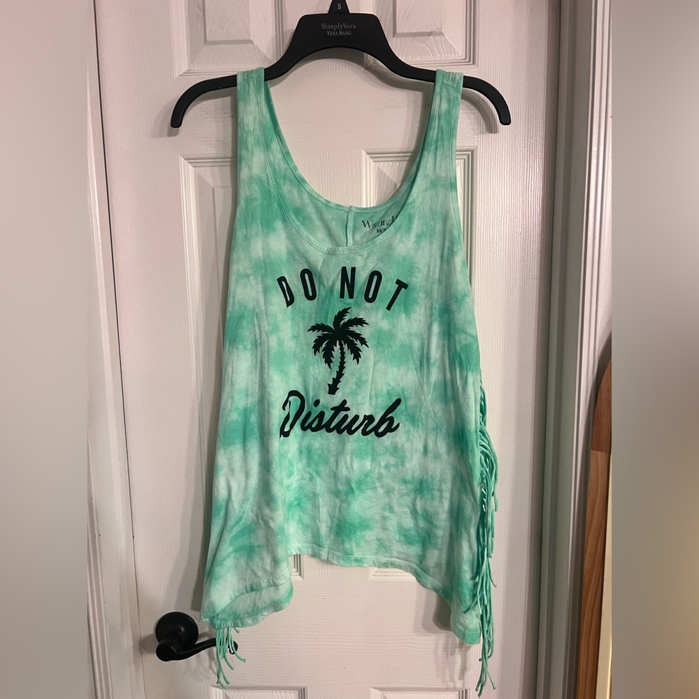 Tropical Tie Dye Fringe Tank